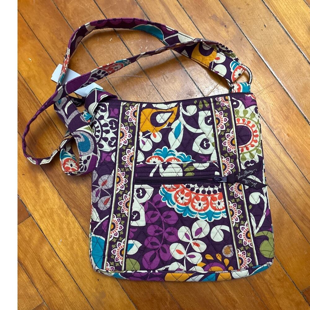 Vera Bradley Retired Pattern Plum Crazy Crossbody Hipster Bag/Purse